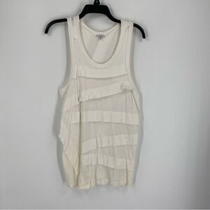 Clu Women’s Scoop Neck Sleeveless White Ruffle Shirt size S